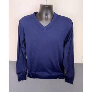 Coofandy Men's V-Neck Pullover Knit Sweater Navy Size L Cozycore Preppy